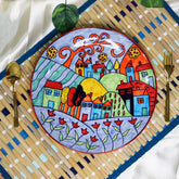 Exotic Panorama Hand Painted Ceramic Dinner Set - 10 Pieces, Multicolor | 4 Dinner Plates + 4 Katori Bowls, 180ml Each+ 2 Serving Bowls, 800ml Each Dinnerware Set | Serving For 4, Microwave Safe
